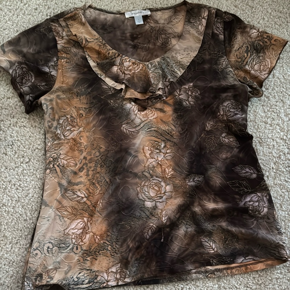Dress Barn Floral Blouse in Brown and Black